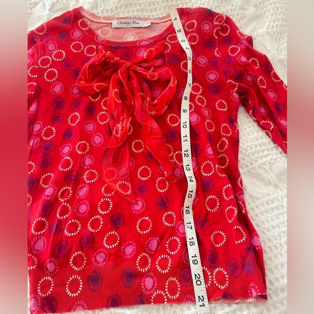 Christian Dior Printed Bow 3/4 Sleeve Knit Sweater - Picture 8 of 9